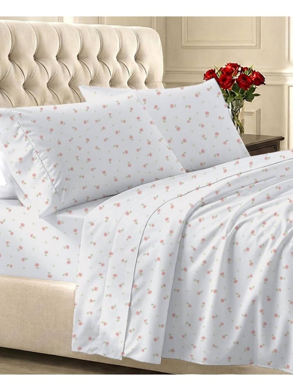 Soft 100% Cotton King Size Sheet Set - Luxurious, Breathable, Easy Care Bedding